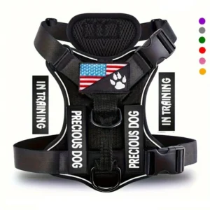 Service Dog Harness, Reflective Dog Vest Harness with 5 PCS Patches, Adjustable Soft Oxford Pet Harness, Inner Layer Mesh, Easy