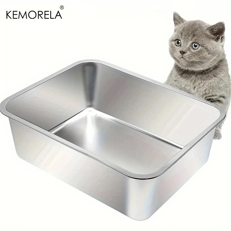 Large Capacity Durable Stainless Steel Litter Box Low Entry Open Design Is Convenient To Use Comfortable And Easy To Clean - Image 2