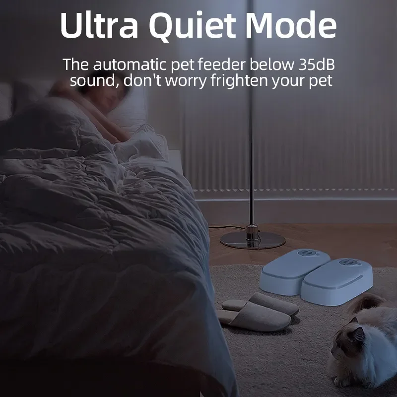 2 Meals Timed Automatic Dog Feeder Dual Bowls Smart Cat Food Dispenser Wet Dry Pet Food Dispenser Pet Feeder Cat Accessories - Image 5