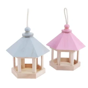 Wooden House Bird Feeder Outdoor Wooden Birds House Hanging Feeding Station Hollow Bird Feeder Food Container for Garden Park