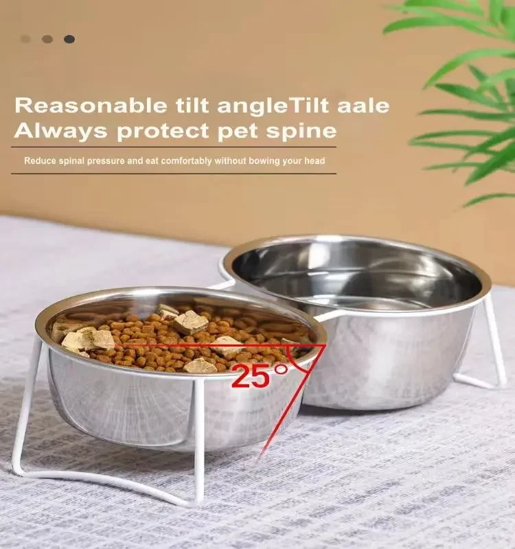 Elevated Cat Bowls, Dog Bowl, Stainless Steel Raised Cat Food Water Bowl Set with Stand Pet Feeding Bowls for Indoor Cats Dogs - Image 3