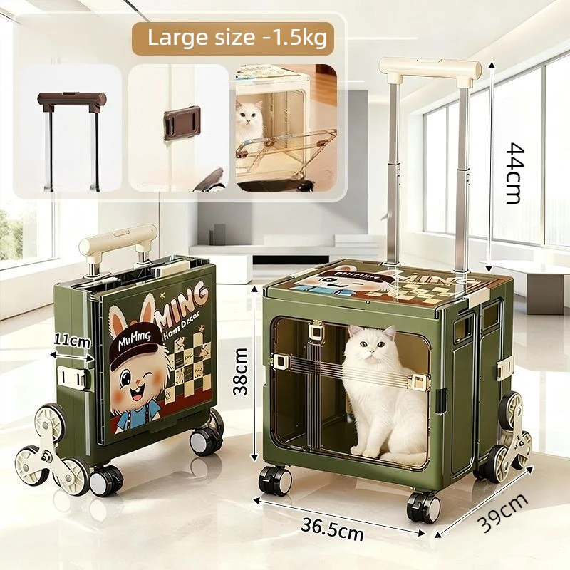 Folding Cat Dog Pet Trolley Case Large Capacity Pet Cat Carrier Bag Folded Cat Carrying Bag Pet Supplies Travel Trolley Case - Image 8