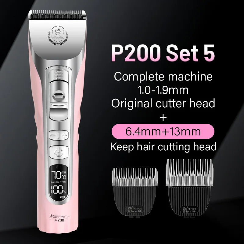 Fenice Sakura Pink Dog Hair Cutting Machine 5000mA Capacity Cordless LCD Screen Pet Dog Grooming Clipper Rechargeable Shaver Set - Image 12