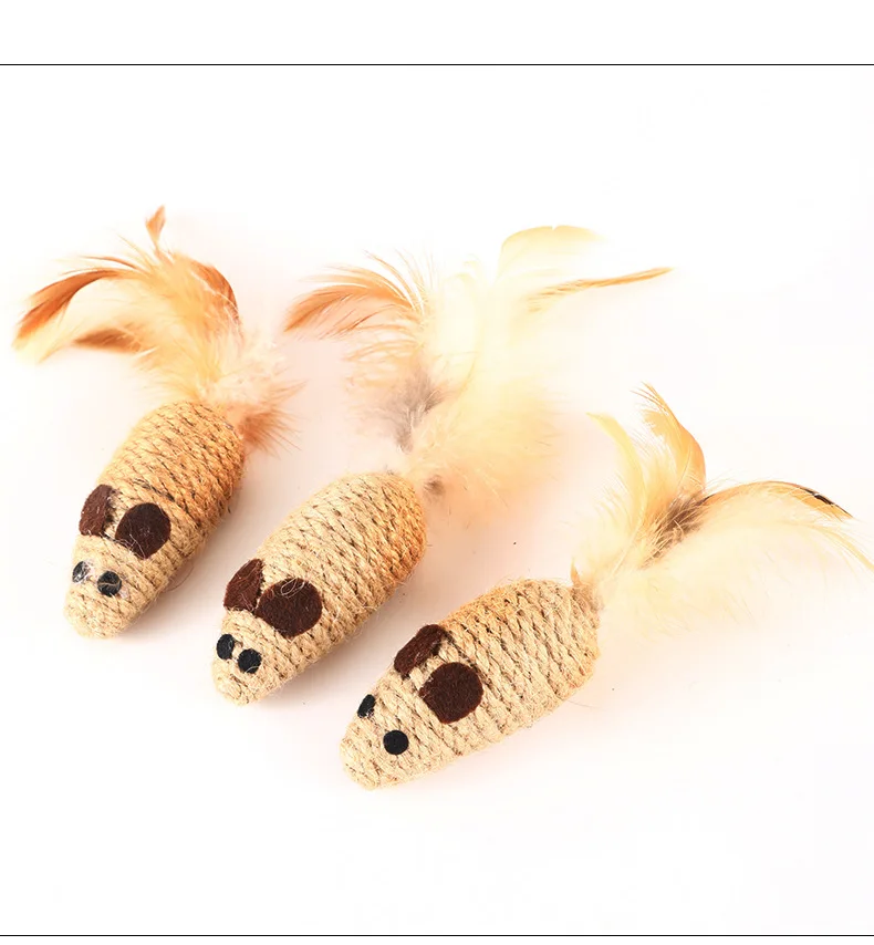 Toy With Rustling Hemp Rope Chicken Feather Toy Cat Mouse - Image 8