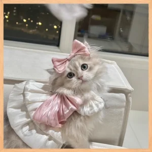 Adorable Pet Cat Dress Spring Summer Style Dog Halter Skirt Pulling Pink Glimmer Skirt Home Garden Pet Supplies Cat Dresses