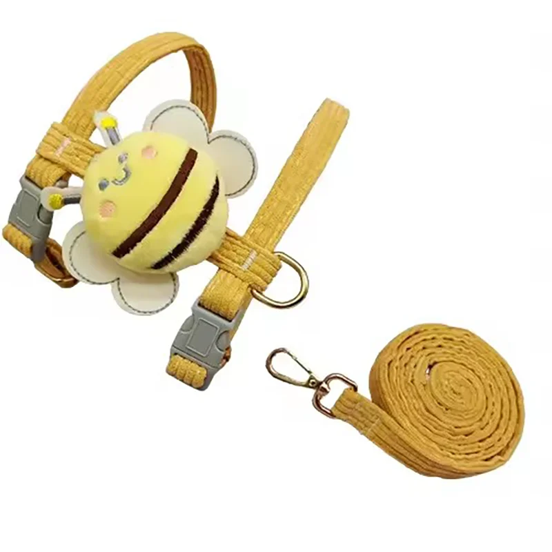 Bee Pattern Cat Small Dog Leash Anti Escape Special H Harness Web Red Adjustable Chest Strap For Walking Cats And Small Dogs - Image 7