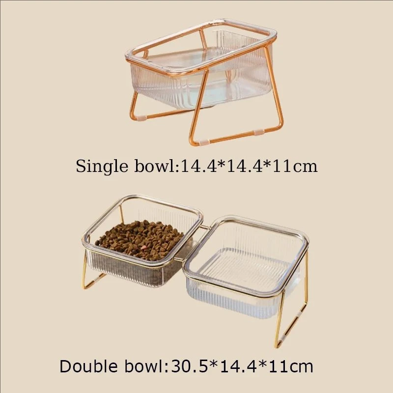 Cat Double Bowl New with Stand Pet Kitten Puppy Transparent Food Feeding Dish Metal Elevated Water Feeder Dog cats Bowl Supplies - Image 6