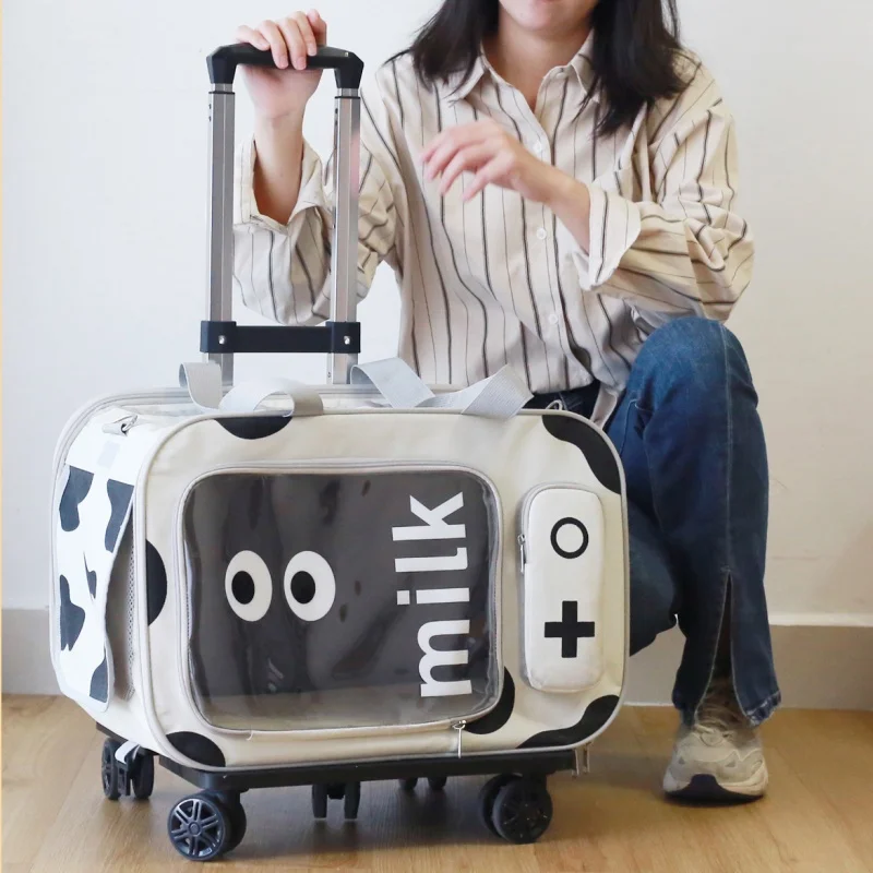 Cat bag, Portable Suitcase For Outdoor Use, Large Capacity Dog Space Cabin Trolley, Cat Suitcase, Pet Handbag, Crossbody - Image 4
