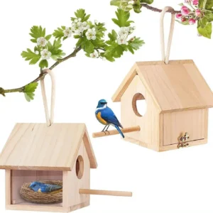 Bird Houses for Outside Clearance with Pole Wood Birdhouse for Outdoors Hanging Garden Patio Decorative for Sparrow Hummingbird