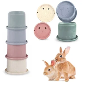 Stacking Cups Toy For Rabbits, Multi-colored Reusable Small Animals Puzzle Toys For Hiding Food Playing, Small Animals Pet Toys