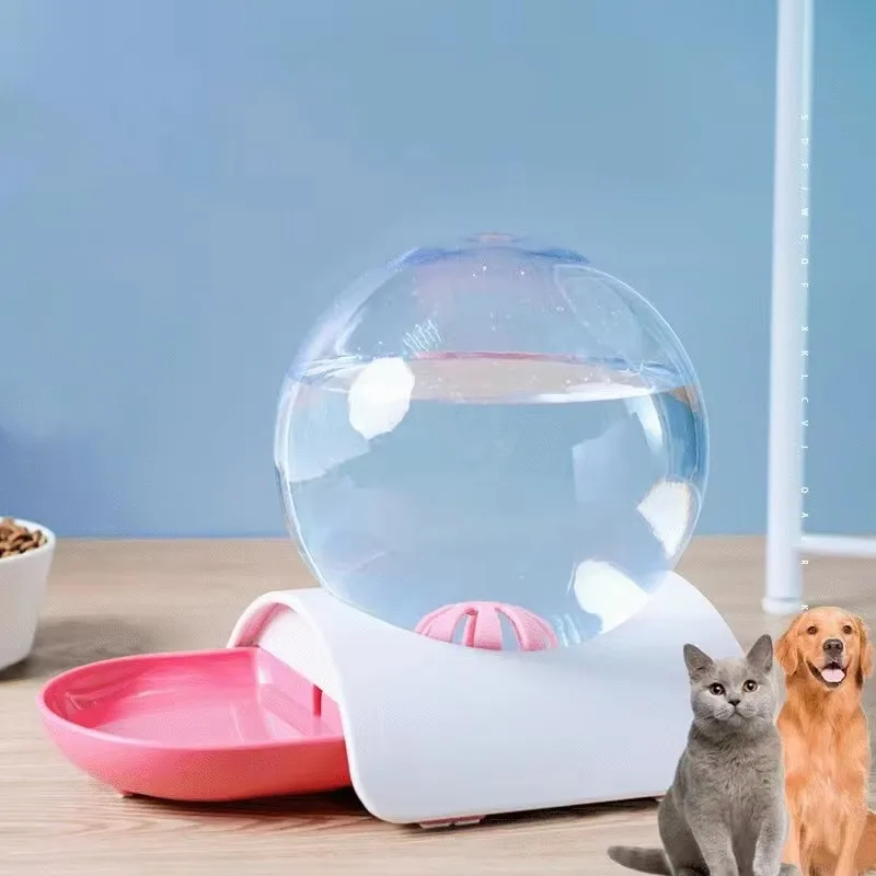 2.8L Ball Shaped Bowl Pet Cat Dog Gravity Water Dispenser Drinking Fountain Bow Large Capacity Auto Refill Anti-Spill Feeder