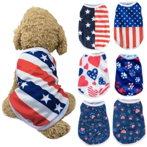 Summer Breathable Dog Cat Vest Clothes Independence Day July 4th Pet T-shirt For Small Medium Dogs Cats Chihuahua Pug Thin Coat