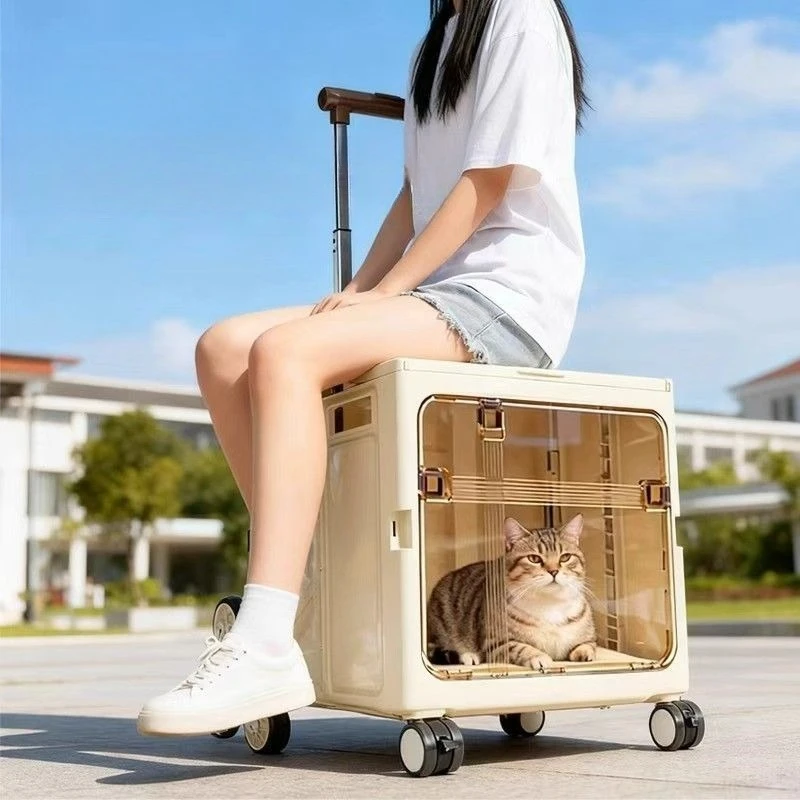 Folding Cat Dog Pet Trolley Case Large Capacity Pet Cat Carrier Bag Folded Cat Carrying Bag Pet Supplies Travel Trolley Case - Image 4