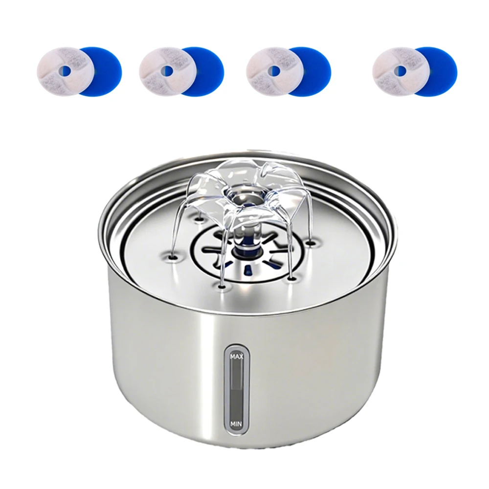 Stainless Steel Pet Water Fountain Cat Automatic Water Feeder USB Electric Mute for Cat Dog Filter Fountain Smart Drinking Bowl - Image 9