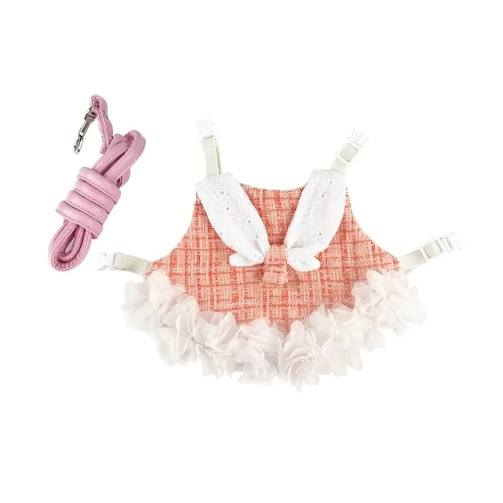 Fashion Adjustable Rabbit Outdoor Harness Comfortable Plaid Pet Traction Suit Breathable Rabbit Sleeveless Dress Small Animals - Image 9