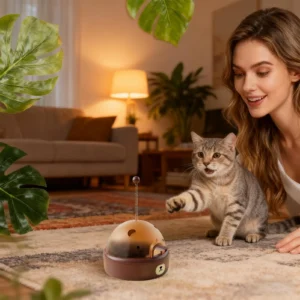 Cat Treat Puzzle Electric Cute Smart Dispenser Cat Enrichment Toys For Home Indoor Outdoor Travel Training Exercise Feeding