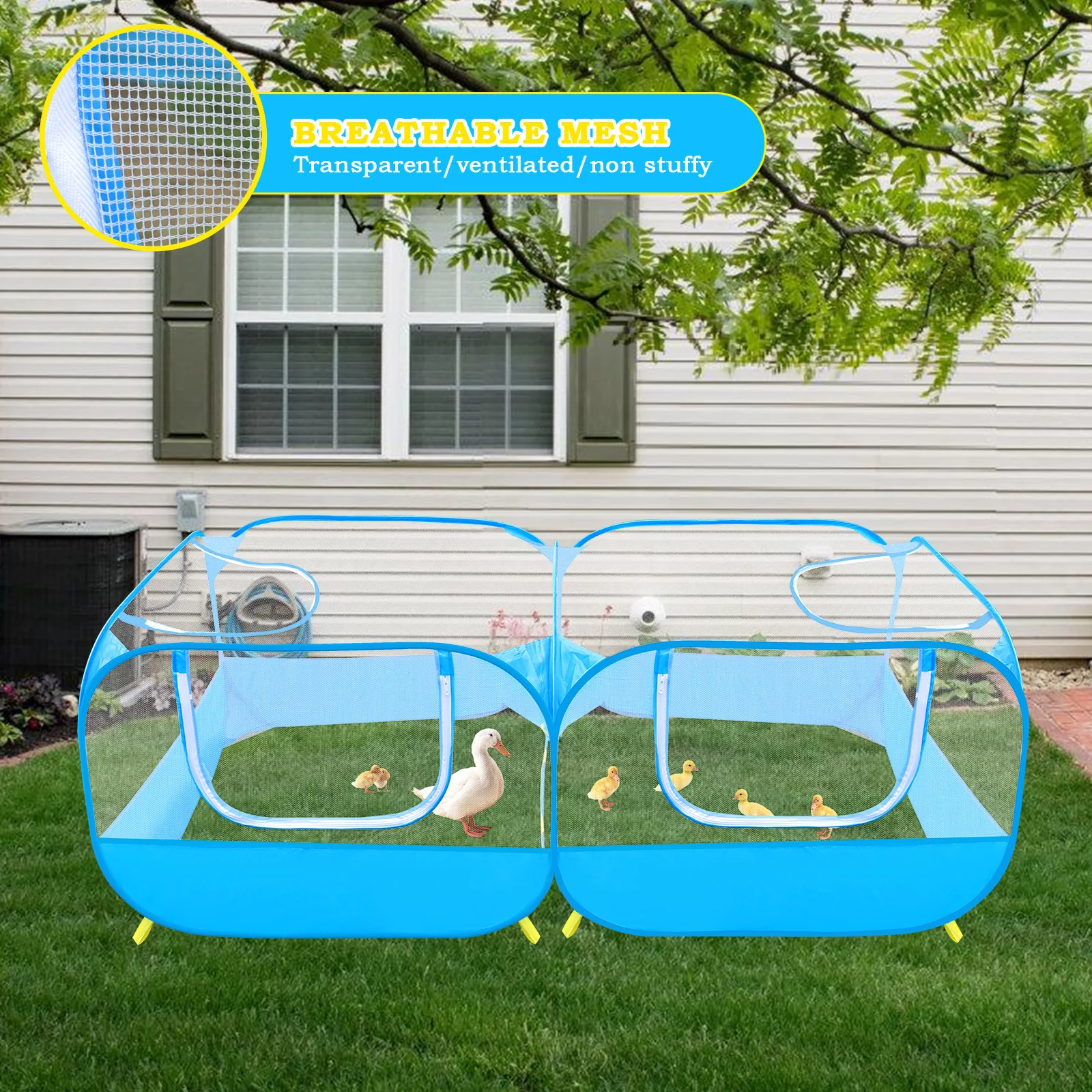 Portable pet fence, bottomless - 4 zippered doors, no assembly required, includes 8 outdoor pegs - only 14 inches when folded. - Image 4
