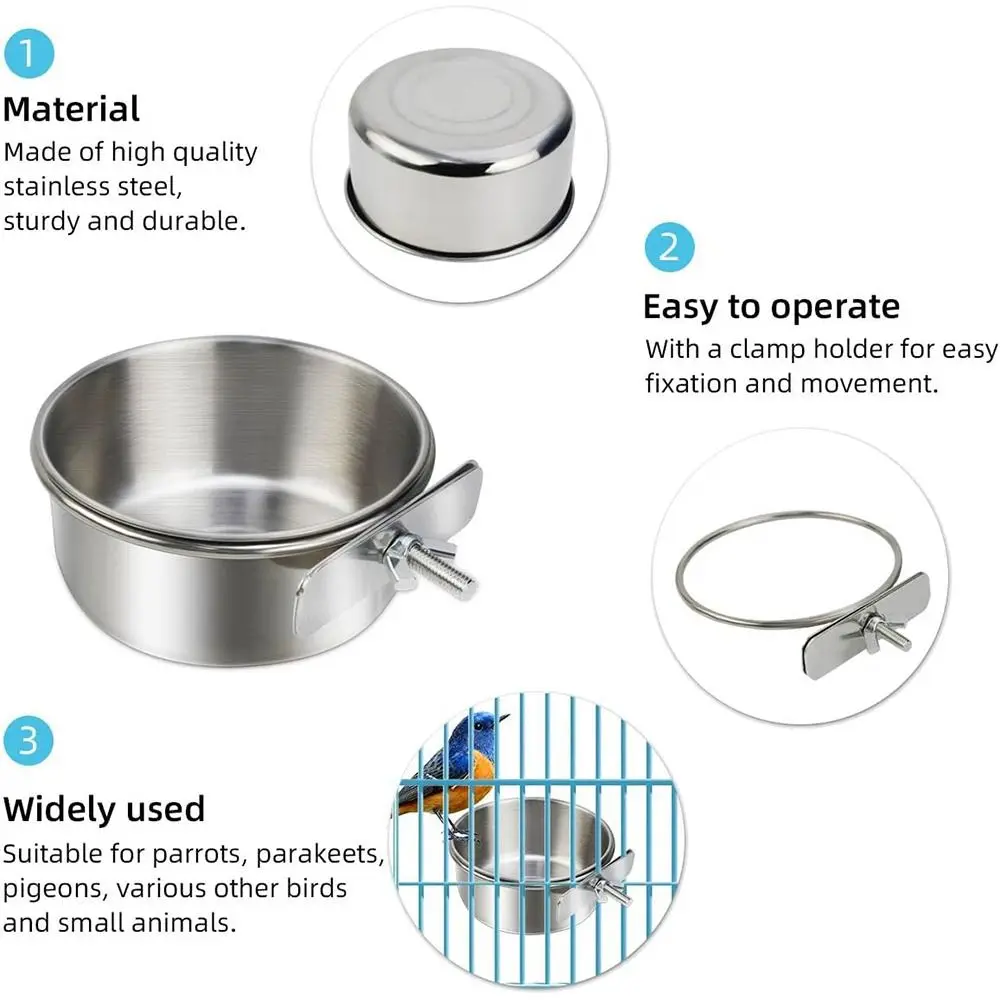 New Stainless Steel Pet Bowl Anti-gnawing Hanging Pet Feeder Cage Food Dispenser Cat Dog