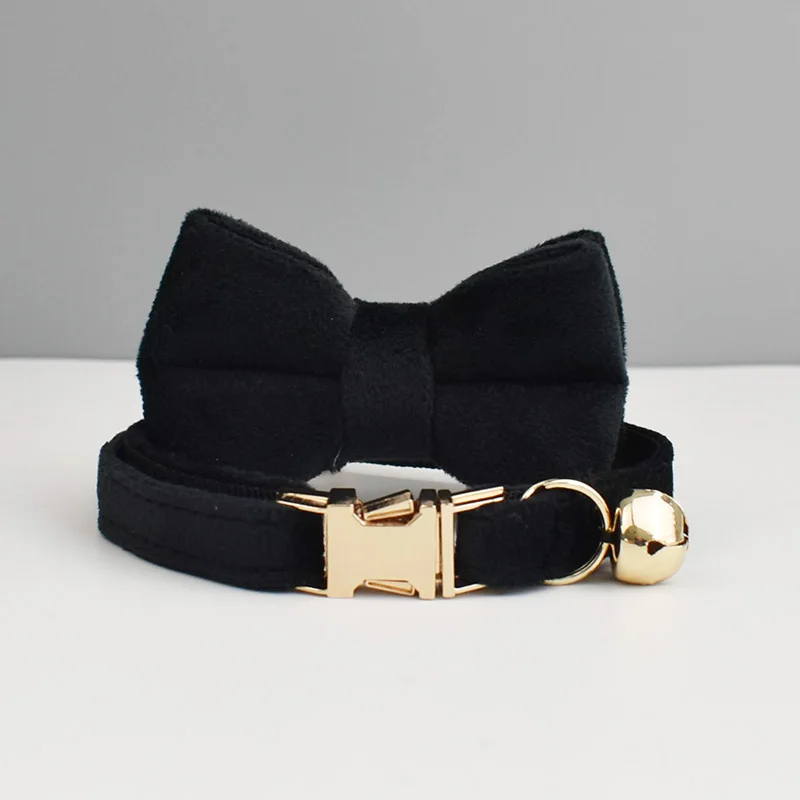 Personalized Velvet Cat Collar Luxury Cat Collar INS Wind Velvet Cat Collar Personalized Cat Collar with Name Plate Bell Bow tie - Image 19