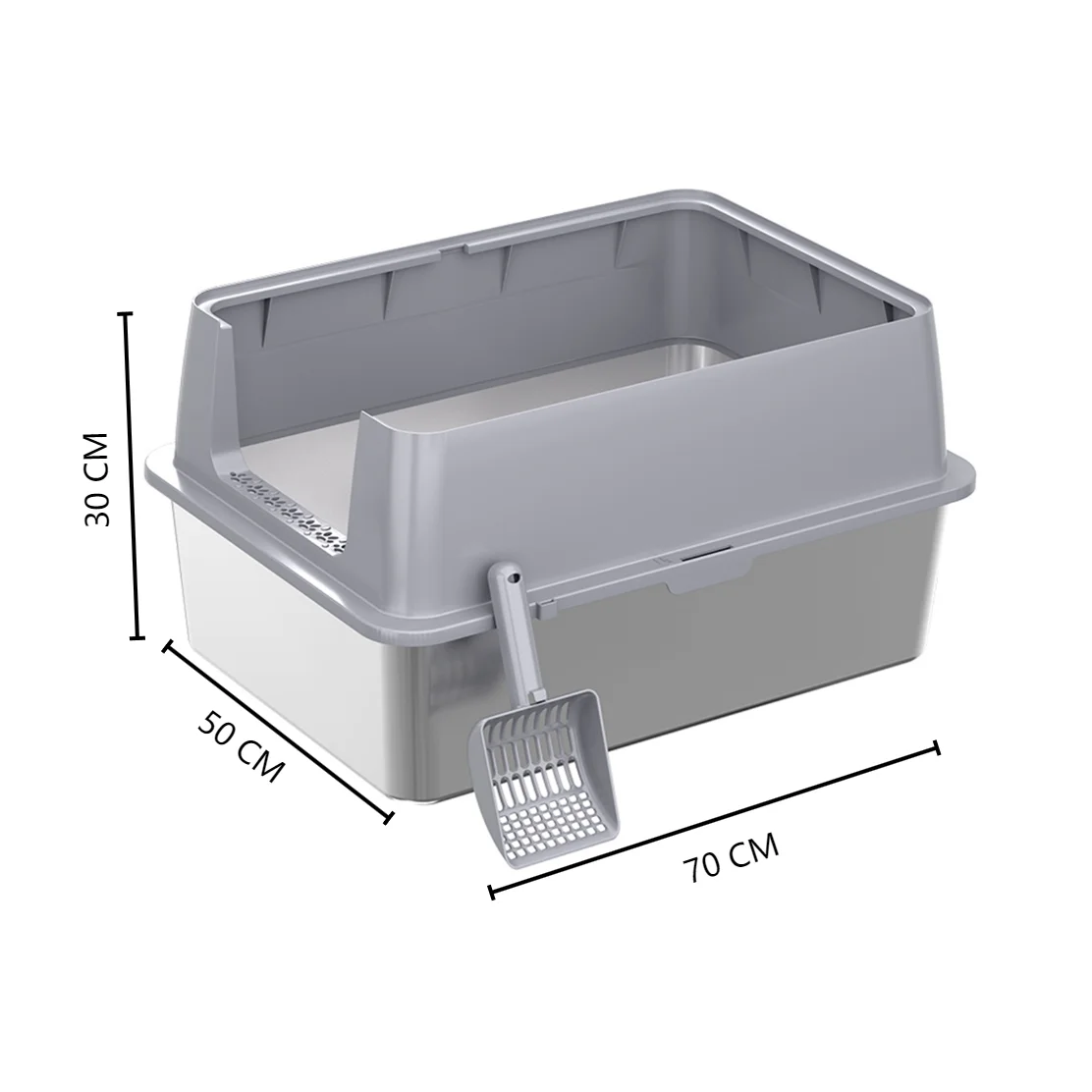 Extra Large XXL Stainless Steel Cat Litter Box with Lid, 26" L x 18" W x 12" H Metal Litter Box with Hight Sides for Big Cats - Image 9