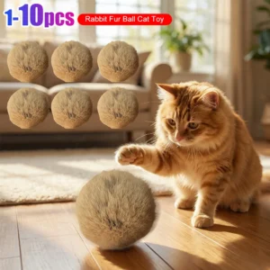 10pcs Rabbit Cat Pom Poms Balls Washable Plush Fuzzy Artificial Balls Fun To Chase for Kitten Pet Kicks Games Interactive Gifts