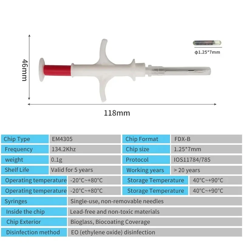 20pcs Pet Microchip 134.2KHz Animal Syringe EM4305 ID Chip ISO11784/11785 FDX-B Animal Injection Microchip For Dog Cat - Image 8