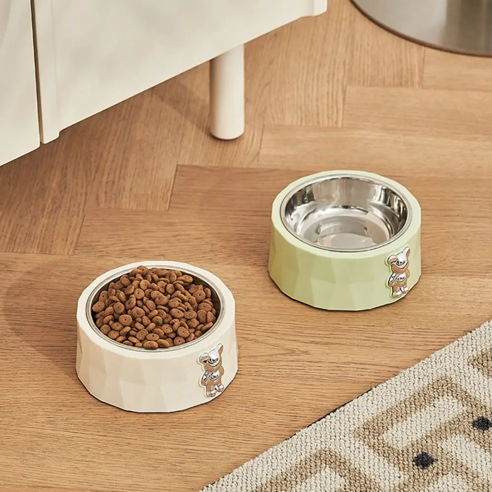 Cat Bowl Dog Bowl New Brick and Stone Bear Pet Bowl Stainless Steel Dog Bowl Detachable and Easy to Clean Cat Food Bowl - Image 2