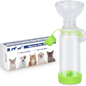 Pet nebulizer tank, for cats or dogs. Handheld pad for administering medication to pets, equipped with breathing indicator.
