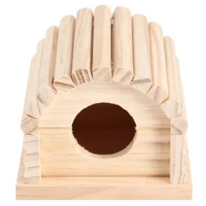 ABBP-Wooden Hamster House 11X10x9cm Natural Wooden Villa Ladder Arched Hamster Hideout House Small Pets