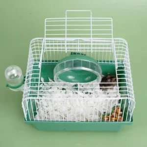 9.1×6.7×6.3 inch Small Portable Hamster Cages, Hamster Carrier Pet Travel Carrier Small Animal Pet Cages Water Bottle Food Bowl