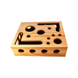 Interactive Frosted Wooden Cat Maze Toy Pet Treat Dispenser Puzzle Box Cat Enrichment Plaything Kitten Foraging Game Feeder