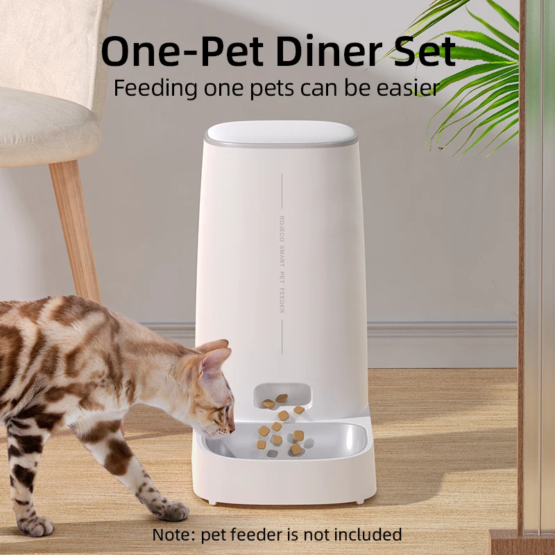 ROJECO Only Stainless Steel Single & Double Bowl Accessories For 4L Automatic Pet Feeder Cat Food Dispenser Without Pet Feeder - Image 2