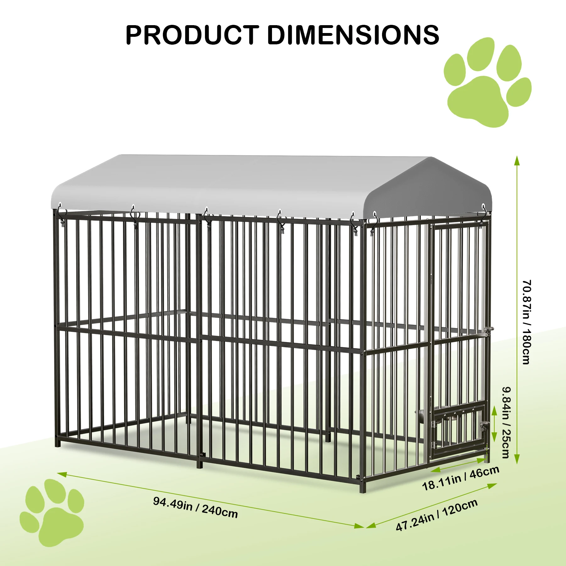 Large Dog Kennel Outside Heavy-Duty Outdoor Dog Cage Walk-in Pet Playpen with Roof, Double Lock, Enclosures with UV-Resistant - Image 8