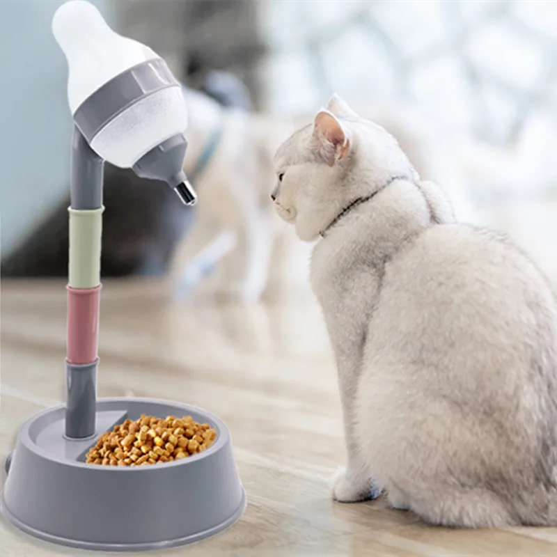 Pet Standing Water Dispenser Cat Dog Standing Bowl with Detachable Pole Automatically Feeding Water Height Adjustable - Image 2
