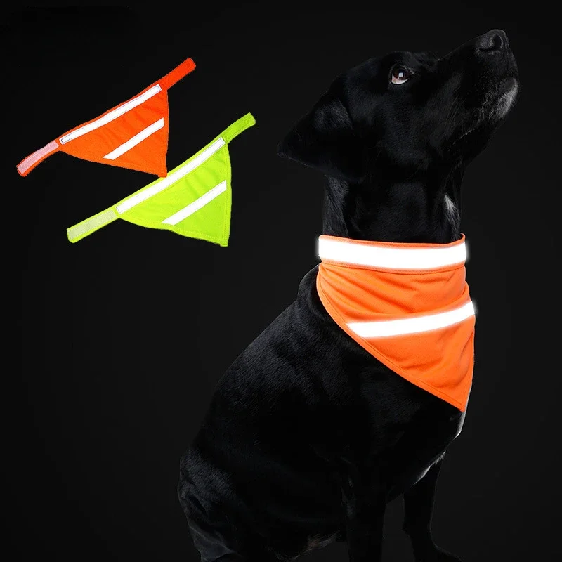 Dog Reflective Bandanas Pet Triangular Towel Scarf Bright Color Polyester Bib - Image 5