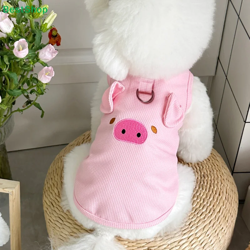♥Cute Bear Embroidered Dog Vest - Waffle Knit Pet Harness with D-Ring - Image 3
