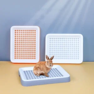 Double Layer Guinea Pig Cage Litter Tray Easy-Clean with Grate Rabbit Litter Tray Removable Tray Durable Potty Trainer Box