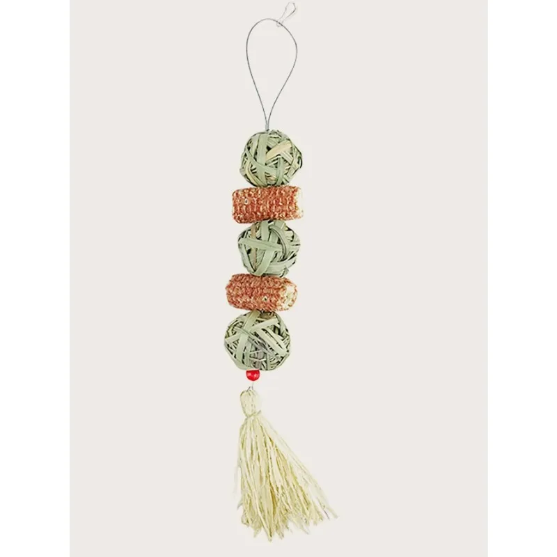 1PC-Pet rabbit grass woven ball hanging string rabbit grinding toy - Image 4