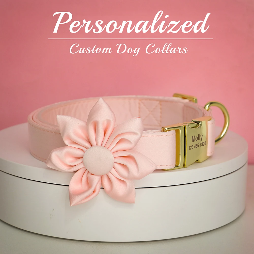 Personalized Silk Dog Collar Adjustable Durable Dog Collar with Bowtie Flower For Small Medium Large Dogs Wedding Bowtie Collars - Image 19