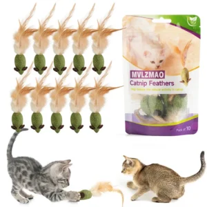 Mouse Cat Toys Catnip Feather Ball Self Cleaning Teeth Interactive Home Chasing Game Toy Products Cat Mint Ball Training Toys