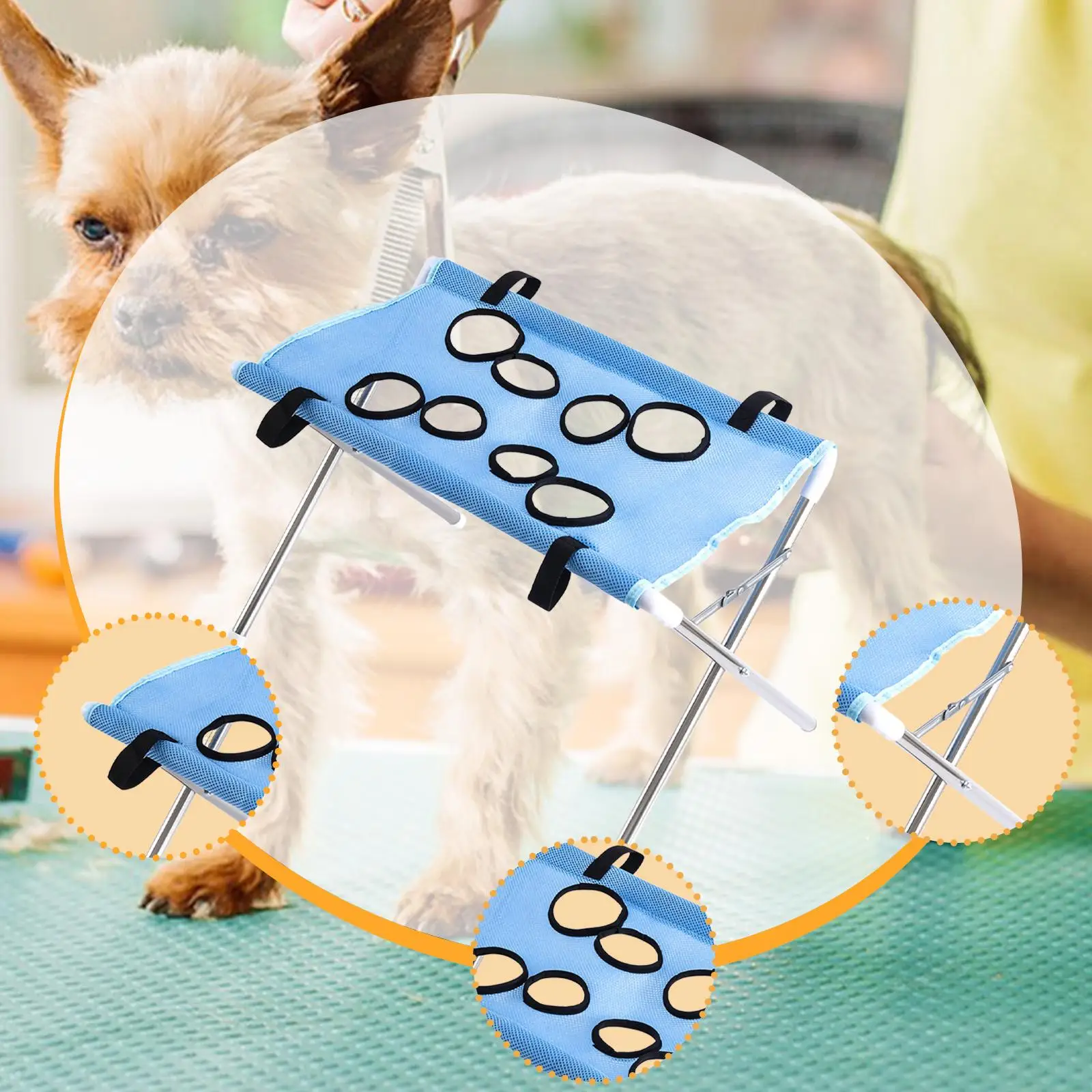 Pet Grooming Hammock with Eight Hole Hanging Harness Cat Grooming Sling for Ear Cleaning Nail Trimming - Image 2