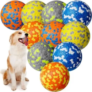 10 Pack Dog Balls for Aggressive Chewers 2.5" Interactive Dog Tennis Ball Durable Teething Chew Toys Lightweight Floating Bounc