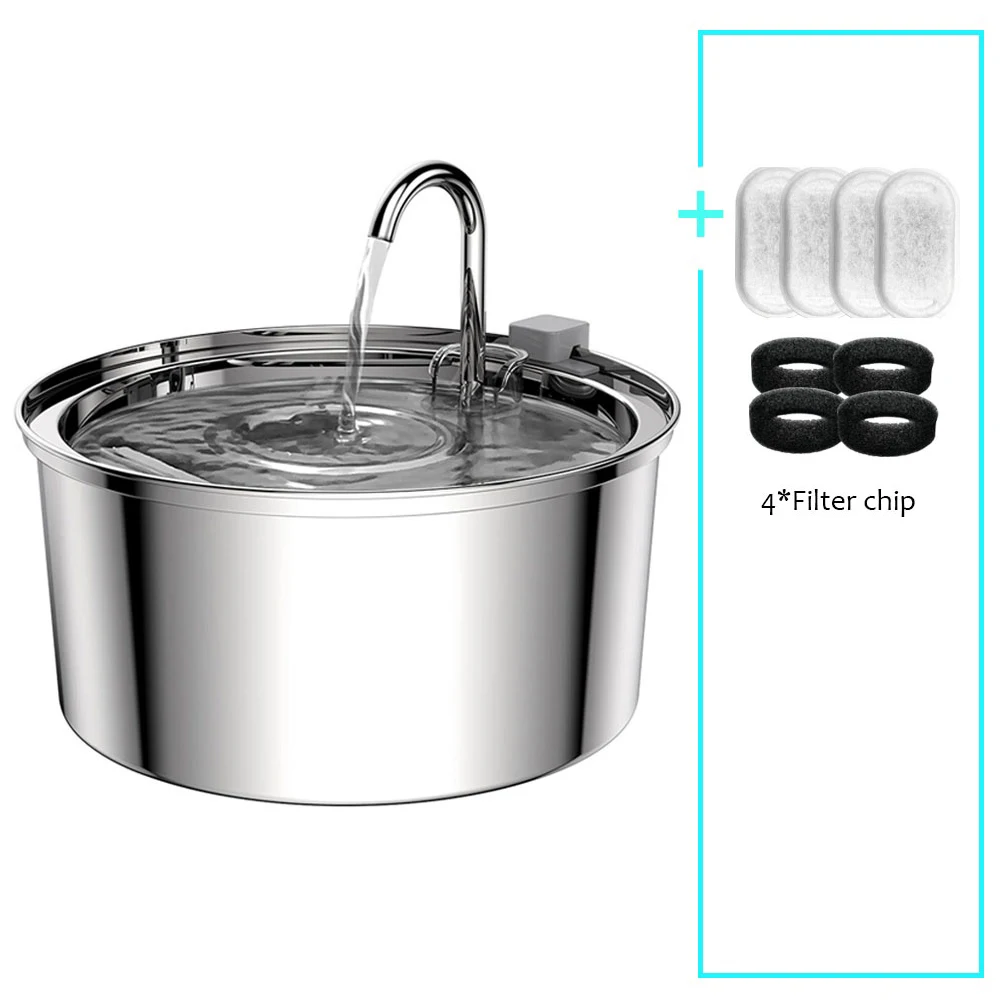 Stainless Steel Pet Water Feeder Cat Automatic Water Fountain USB Electric Mute for Cat Dog Filter Fountain Smart Drinking Bowl - Image 8