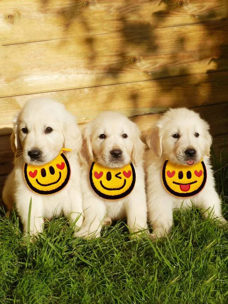 Pet Bib Scarf Collar Happy Smile Face Dog Neckerchief Cat Saliva Towel Pets Accessory - Image 2
