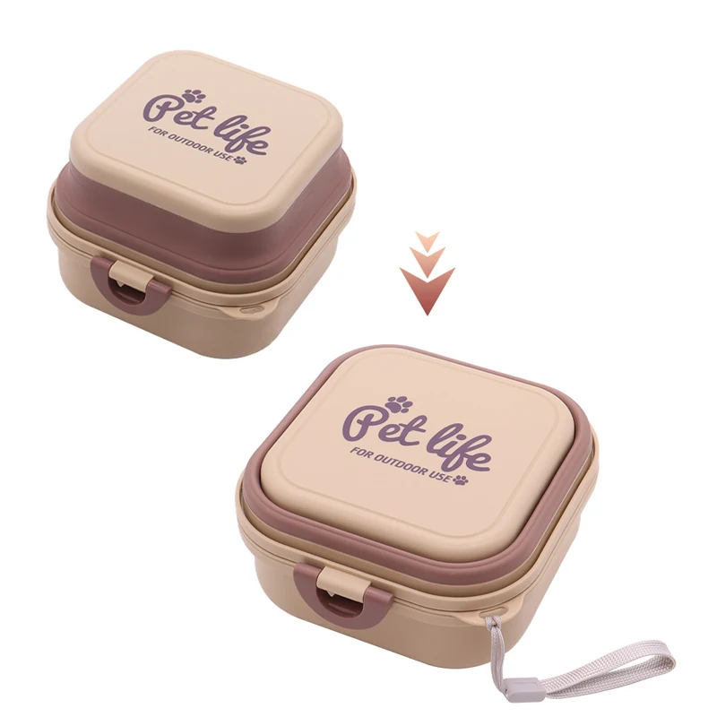 Pet Supplies Portable Dog Double Bowls Tableware Dog Feeder Bowls Folding Pet Bowls Outdoor 2-in-1 Pet Outdoor Travel Supplies - Image 5