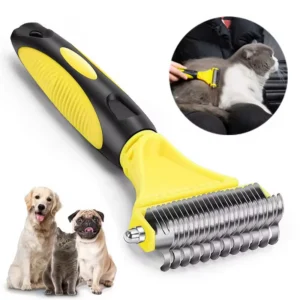 Pet Comb and Grooming Brush Two-Sided Cat Hair Brush Undercoat Rake Comb for Dog Cat Remove Knots Tangles Pet Hair Comb
