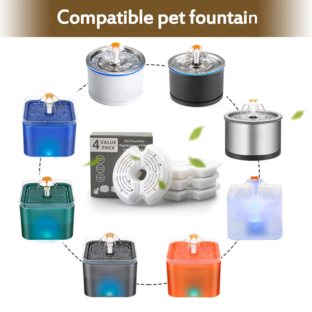 4/8/12Pcs Replaced Activated Carbon Contton Filters For Cat Pet Dog Water Fountain Drinking Dispenser Replacement Set - Image 6