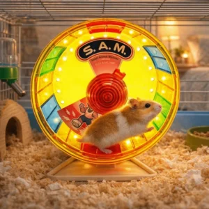 Super Silent Hamster Exercise Wheel Bite Resistant Stable Base Pet Jogging Wheel with Light Spinner Running Toy Gerbils Activity