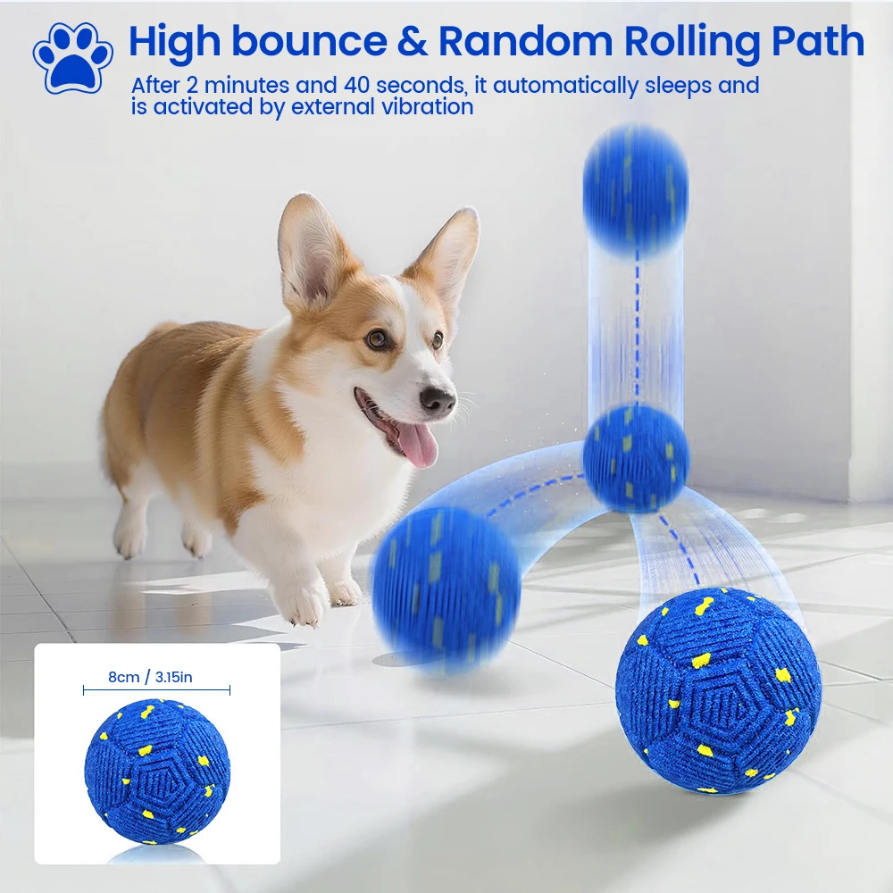 Smart Interactive Dog Toy 8cm Automatic Moving Bouncing Rotating IPX7 Waterproof E-TPU Active Rolling Ball for Medium Large Dogs - Image 3