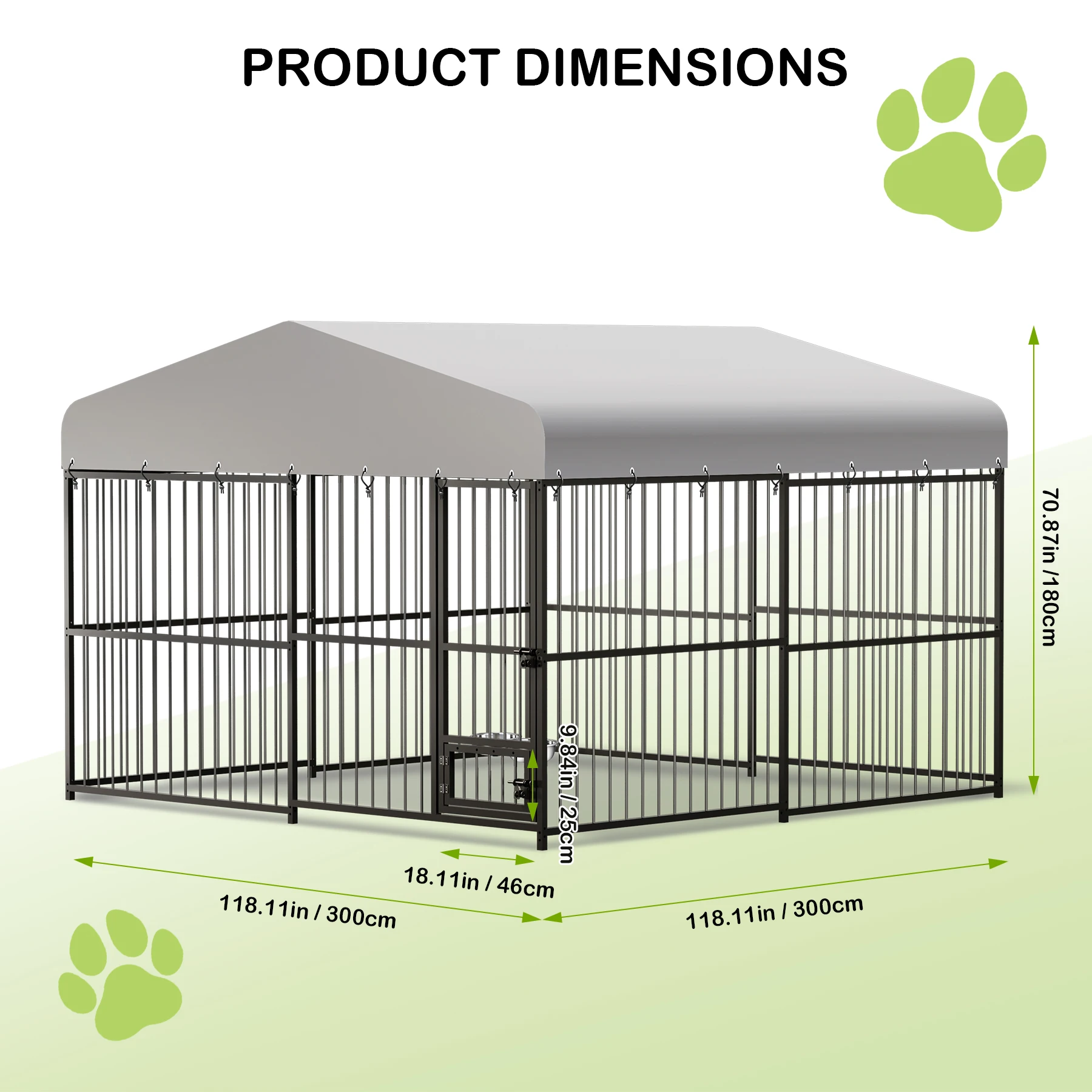 Large Dog Kennel Outside Heavy-Duty Outdoor Dog Cage Walk-in Pet Playpen with Roof, Double Lock, Enclosures with UV-Resistant - Image 7